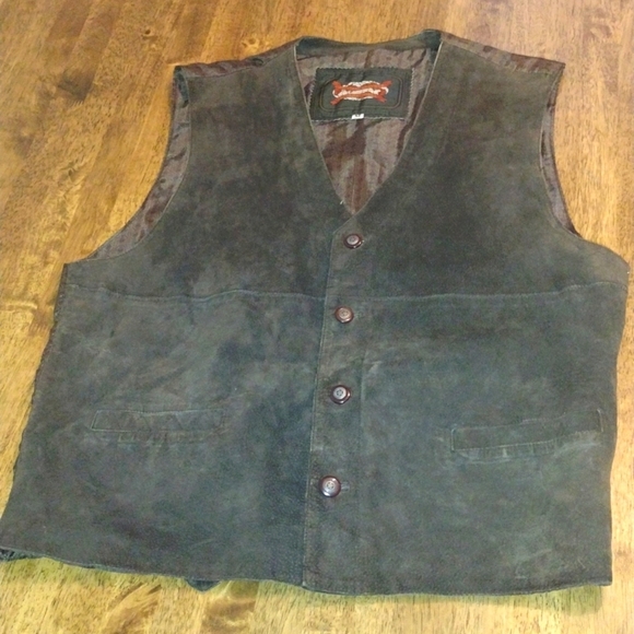 Vintage 100% Sweded Leather Vest Western Excelled Leather International M - Picture 1 of 8
